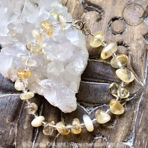 Citrine Pebble & Clear Quartz Bracelet